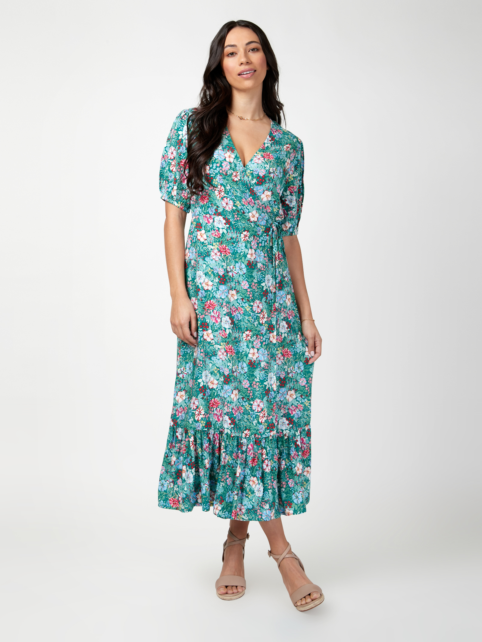 Lila Wrap Front Midi Dress