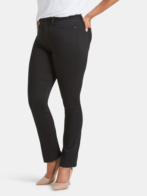 Tummy Trimmer Slim Straight Jeans Black