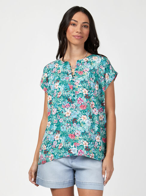 Heather Button Front Top