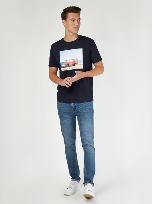 SS VW Beach Print Crew Tee