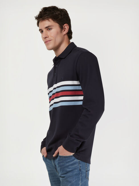 LS Adair Panel Stripe Rugby Polo