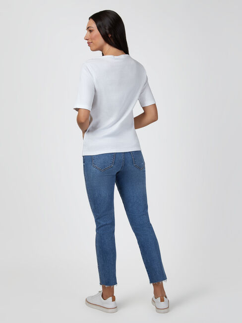 Rib Elbow Sleeve Boatneck Tee