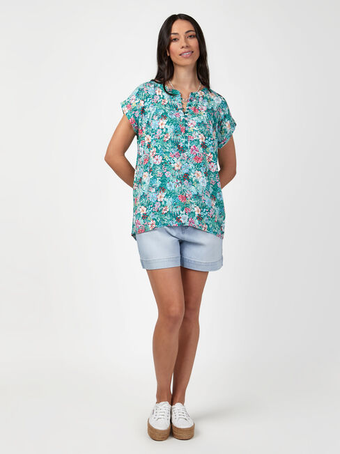 Heather Button Front Top