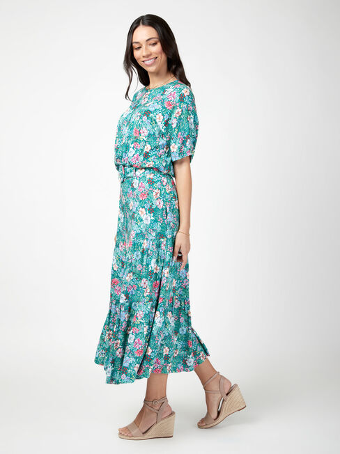 Sara Belted Tiered Skirt