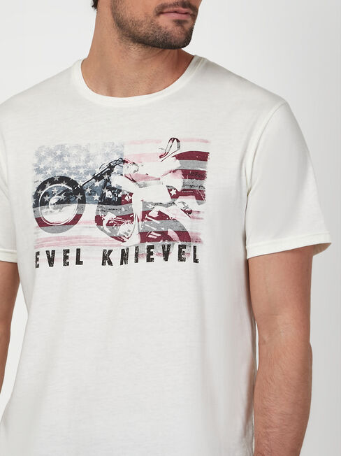 SS Evel Knievel Legend Print Crew Tee