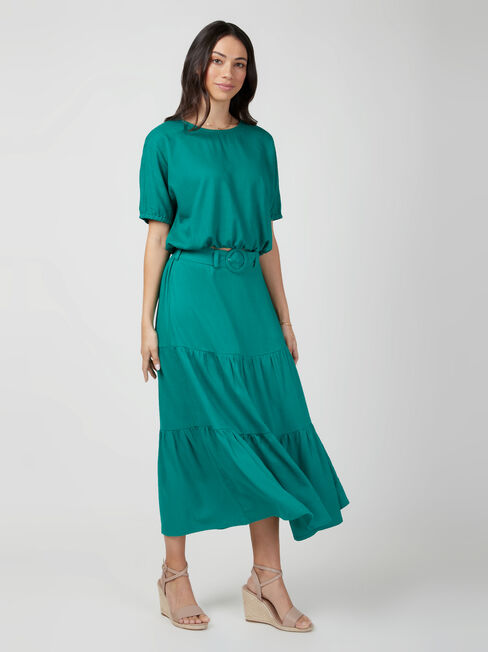 Sara Belted Tiered Skirt