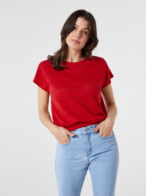 Thea Pointelle Bubble Hem Top