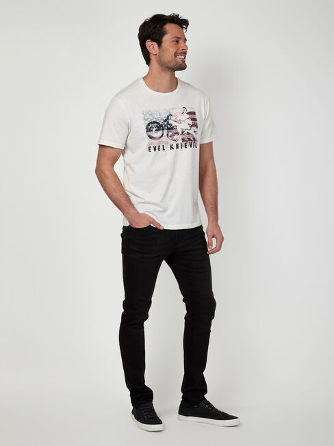SS Evel Knievel Legend Print Crew Tee