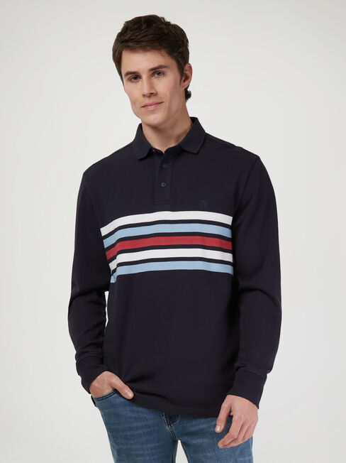 LS Adair Panel Stripe Rugby Polo