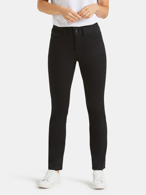 Tummy Trimmer Slim Straight Jeans Black