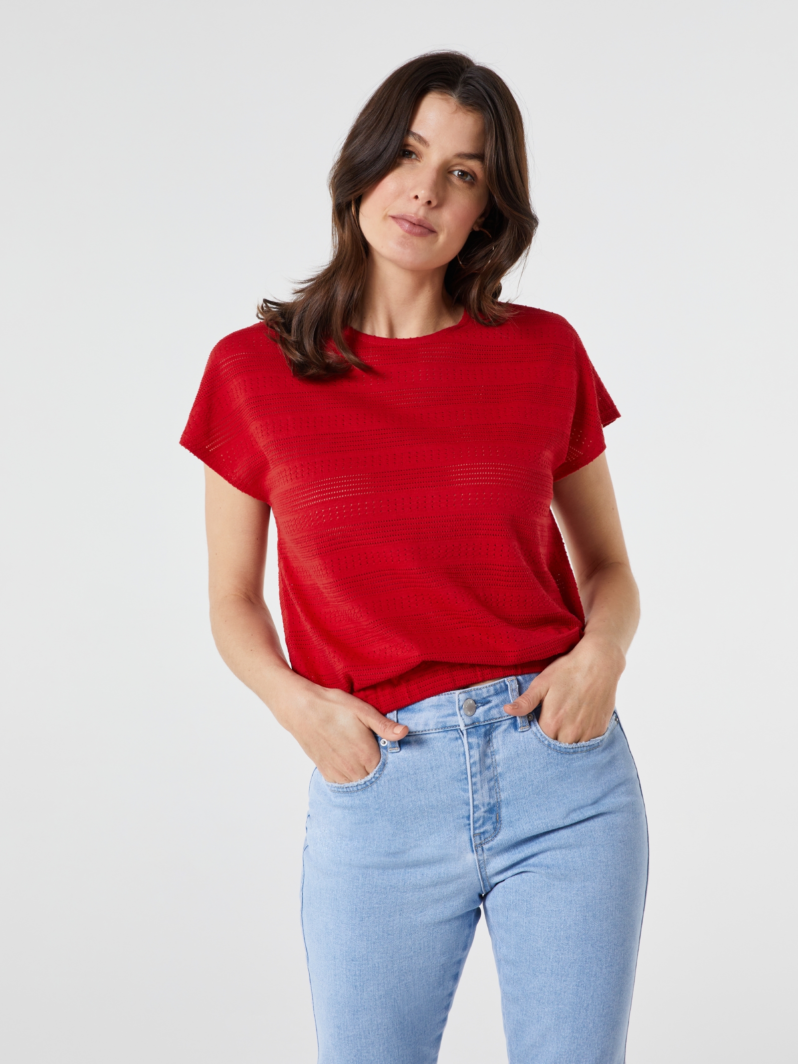 Thea Pointelle Bubble Hem Top