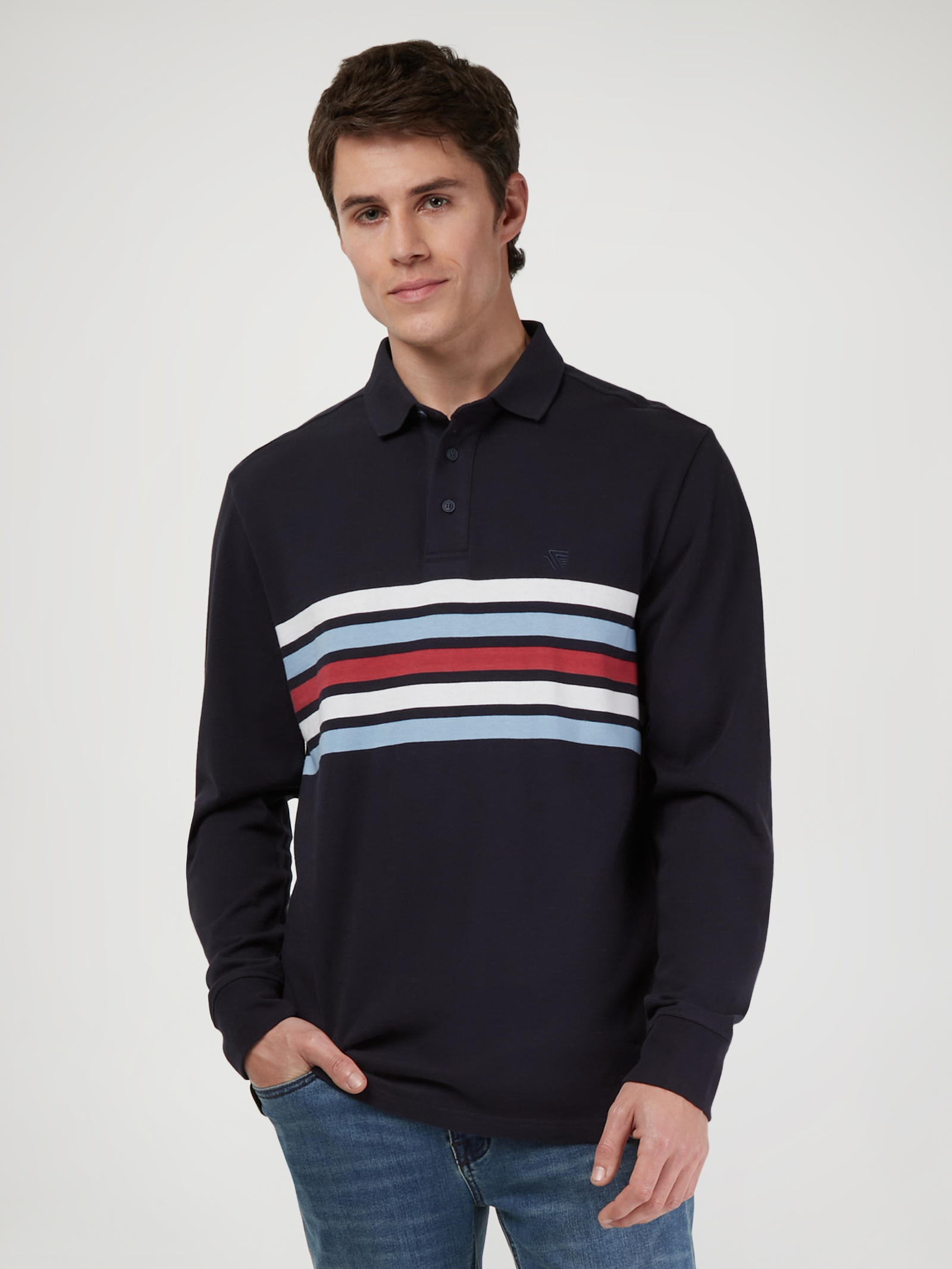 LS Adair Panel Stripe Rugby Polo