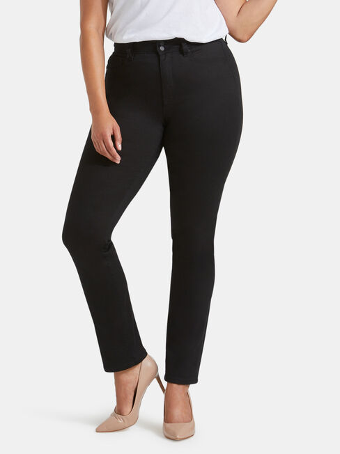 Tummy Trimmer Slim Straight Jeans Black