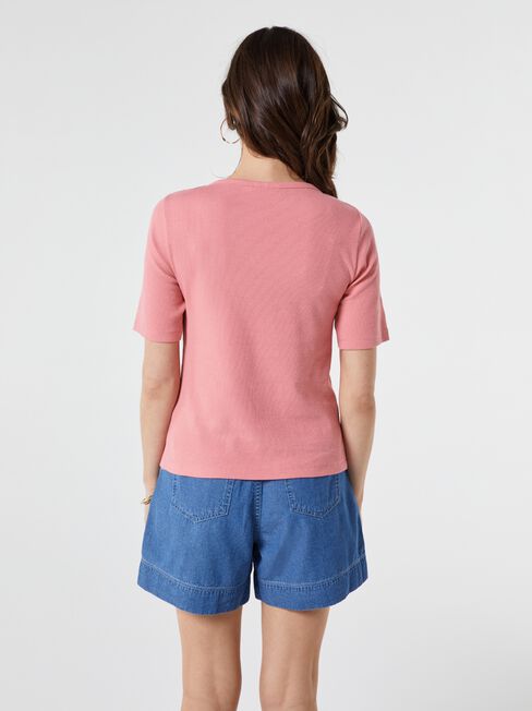 Rib Elbow Sleeve Boatneck Tee