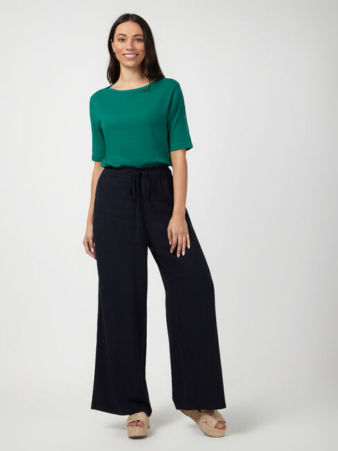 Rib Elbow Sleeve Boatneck Tee