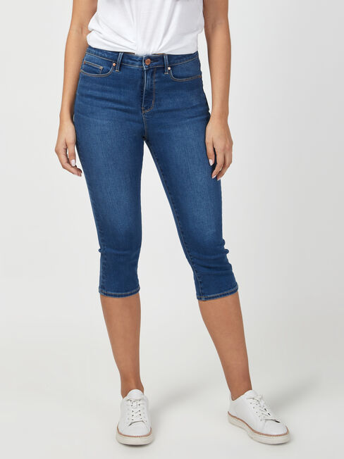 Mid Waist Pedal Pusher Bright Indigo