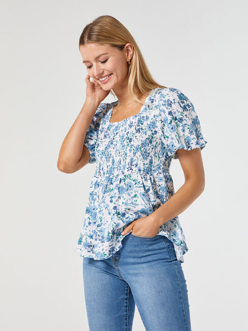 Iris Shirred Front Top