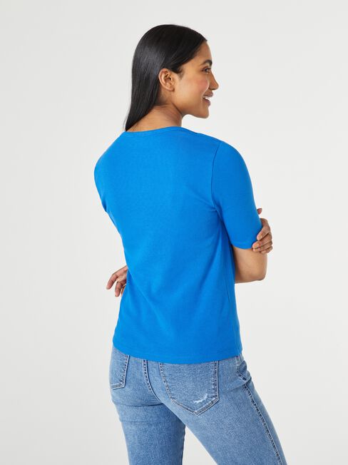 Rib Elbow Sleeve Boatneck Tee