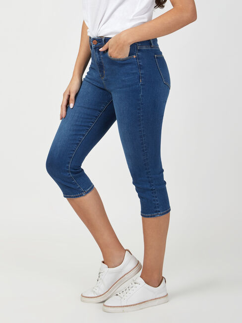 Mid Waist Pedal Pusher Bright Indigo