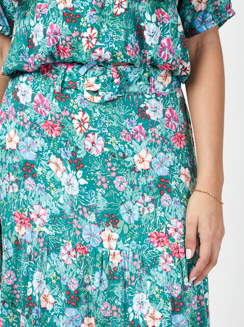 Sara Belted Tiered Skirt