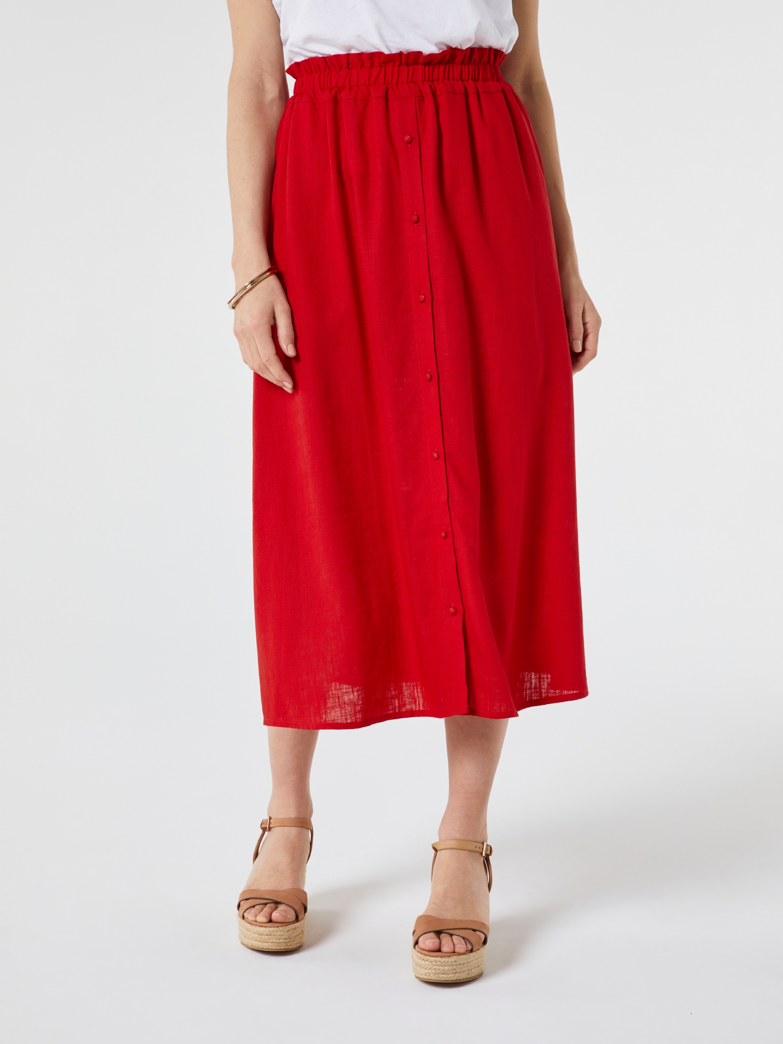 Collette Ruched Waist Midi Skirt