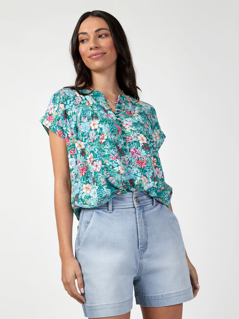 Heather Button Front Top