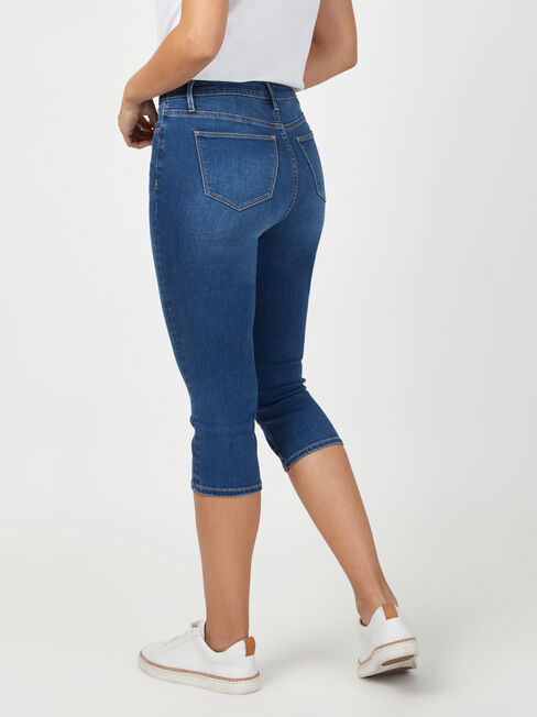 Mid Waist Pedal Pusher Bright Indigo