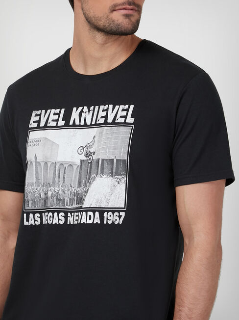 SS Evel Knievel Las Vegas Print Crew Tee
