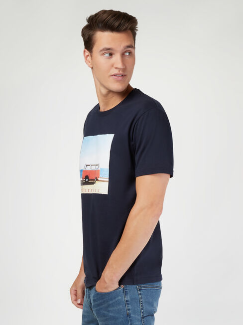 SS VW Beach Print Crew Tee