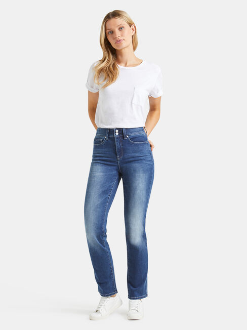 Tummy Trimmer Slim Straight Jeans Mid Sapphire