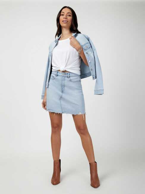 Simone Distressed Denim Skirt