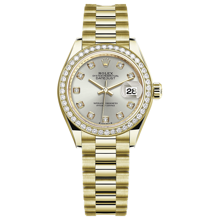 Rolex 1:1 Super Clone Lady-Datejust Silver Diamond Dial Diamond Bezel 28mm 279138RBR