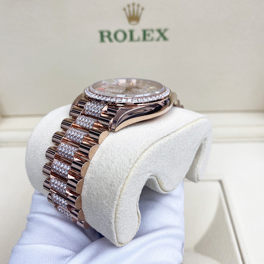 Rolex 1:1 Super Clone Day-Date 36mm Factory Diamond Setting Emerald Pave Diamond Dial 128345RBR