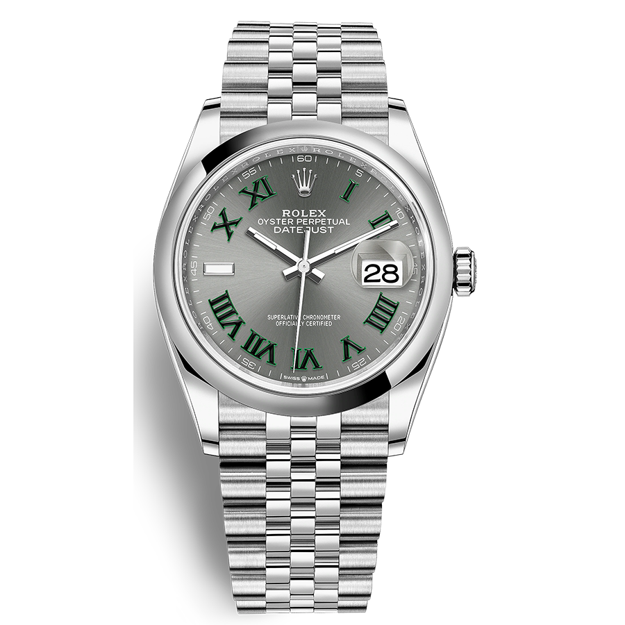 Rolex 1:1 Super Clone Datejust Slate Roman Numeral Dial Domed Bezel 36mm 126200