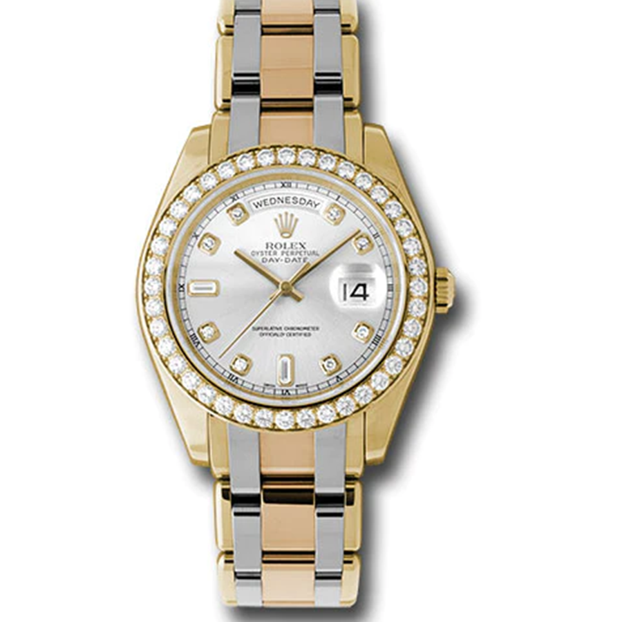 Rolex 1:1 Super Clone Day-Date Tridor Masterpiece Silver Diamond Dial Diamond Bezel 39mm 18948TRISD