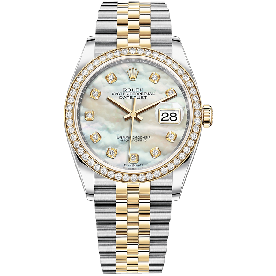 Rolex 1:1 Super Clone Datejust Mother Of Pearl Diamond Dial Diamond Bezel 36mm 126283RBR