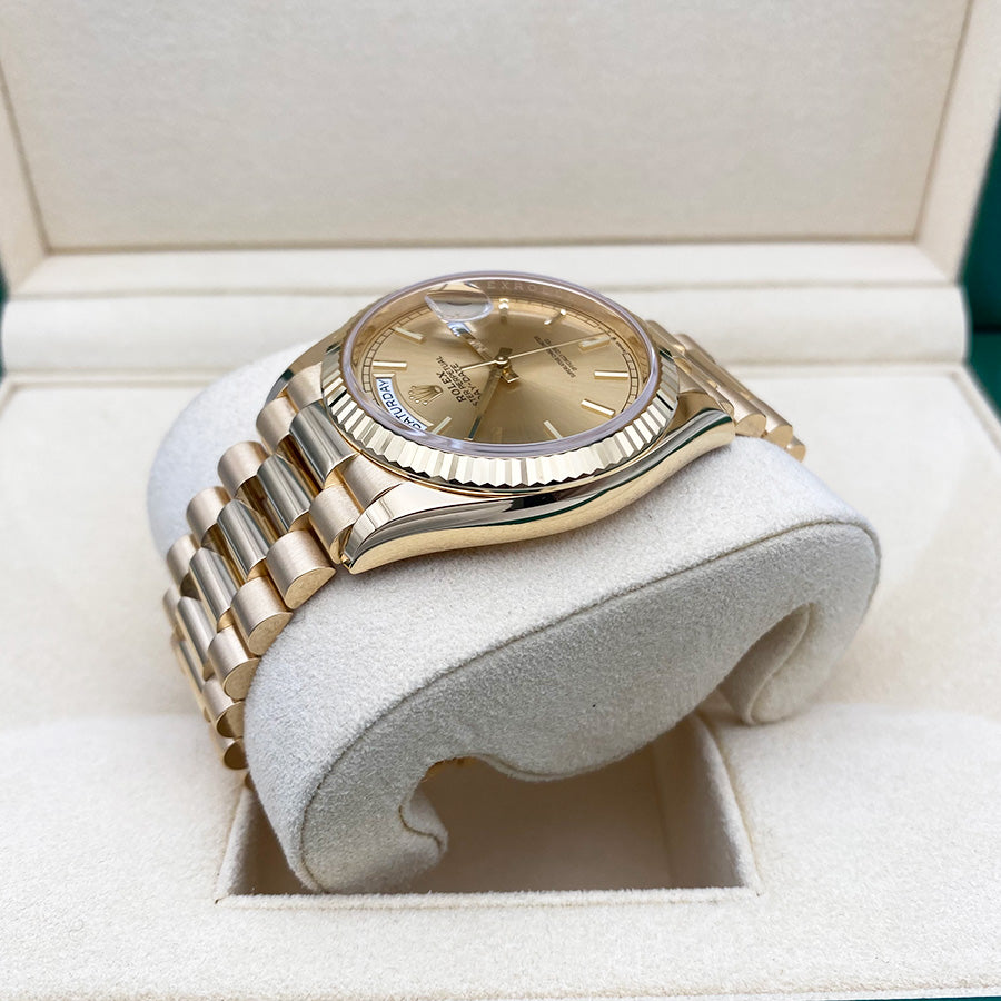 Rolex 1:1 Super Clone Day-Date 36mm Presidential 128238 Fluted Bezel Champagne Dial