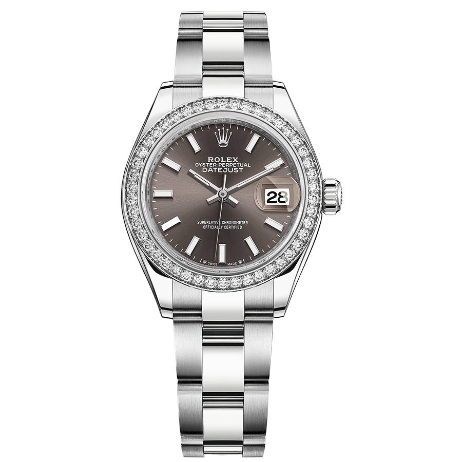 Rolex 1:1 Super Clone Lady-Datejust Dark Grey Dial Diamond Bezel 28mm 279384RBR