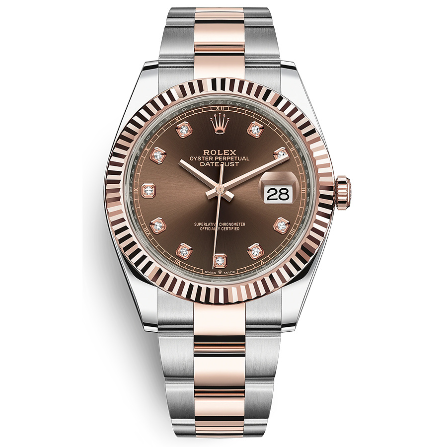 Rolex 1:1 Super Clone Datejust 41mm Chocolate Diamond Dial Fluted Bezel 126331