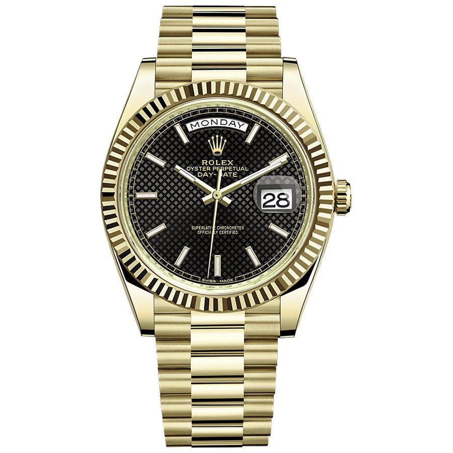 Rolex 1:1 Super Clone Day-Date 40 Presidential 228238 Fluted Bezel Black Dial