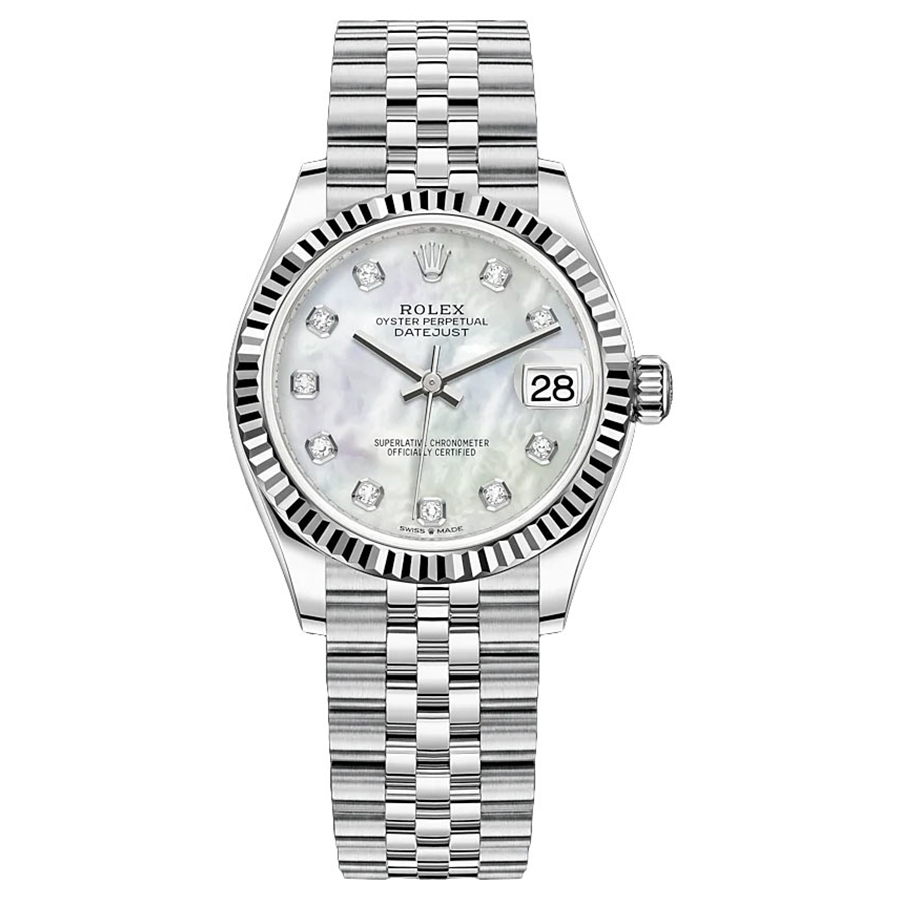 Rolex 1:1 Super Clone Datejust Mother Of Pearl Diamond Dial Fluted Bezel 31mm 278274
