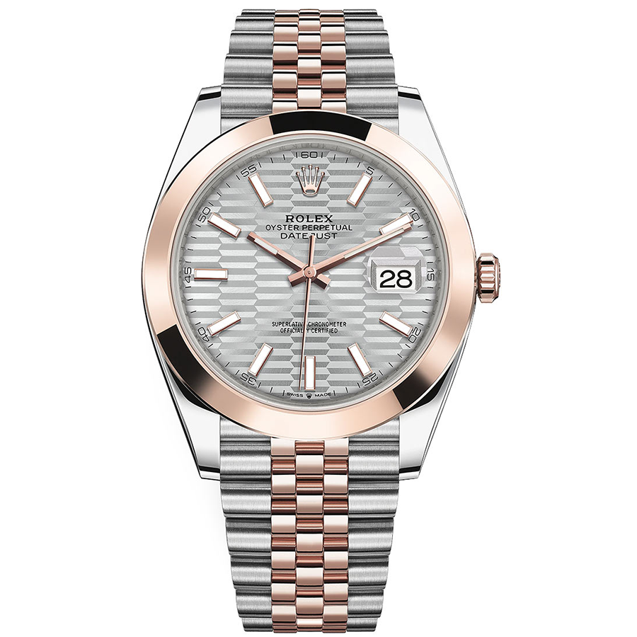 Rolex 1:1 Super Clone Datejust 41mm Silver, Fluted Motif Dial Smooth Bezel 126301