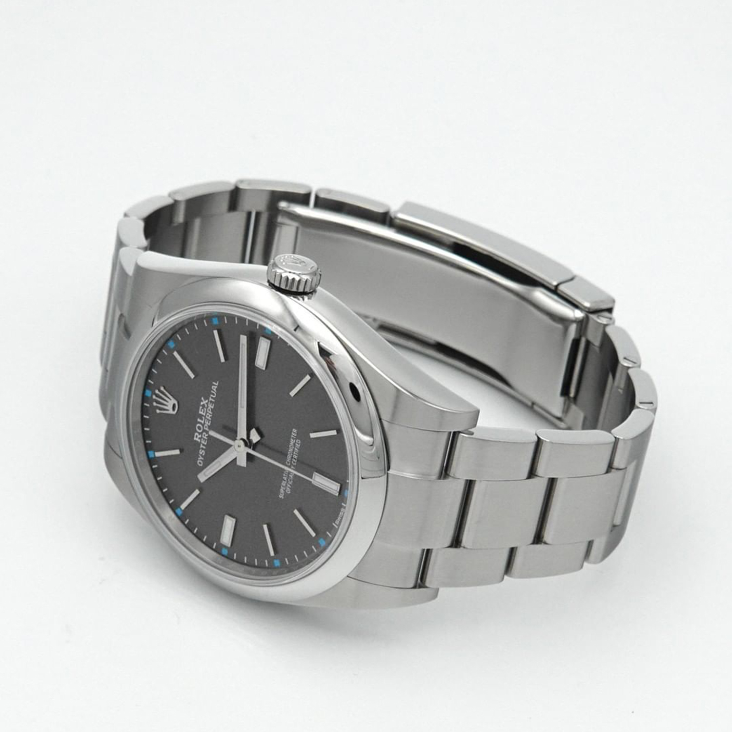 Rolex 1:1 Super Clone Oyster Perpetual 39mm Dark Rhodium Dial Watch 114300-0001