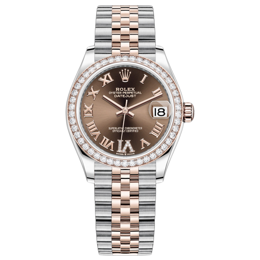 Rolex 1:1 Super Clone Datejust Chocolate Diamond Roman Numeral Dial Diamond Bezel 31mm 278381RBR