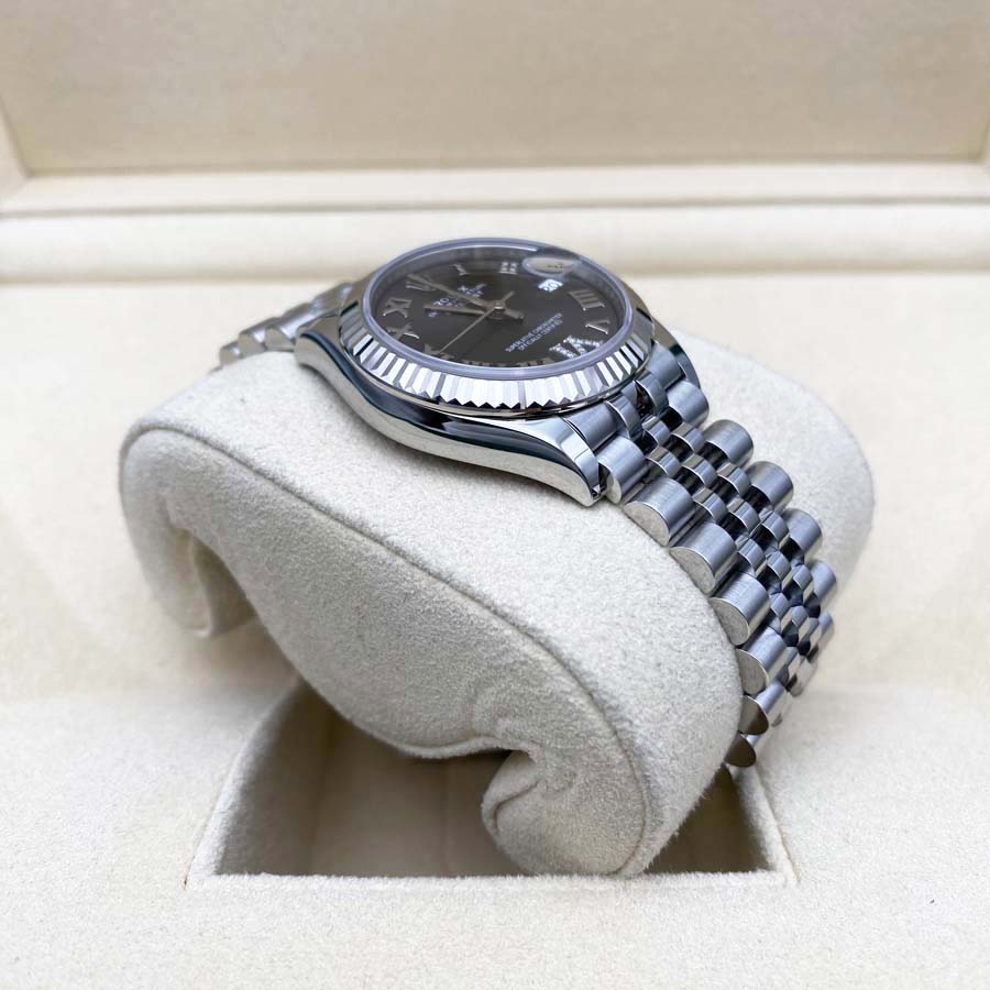 Rolex 1:1 Super Clone Datejust Dark Grey Diamond Roman Numeral Dial Fluted Bezel 31mm 278274
