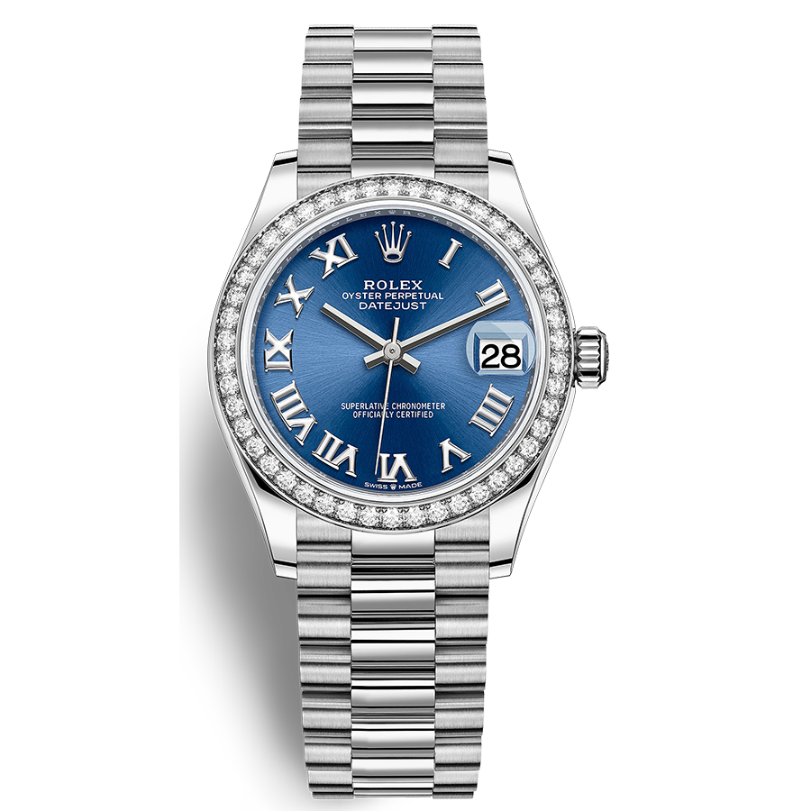 Rolex 1:1 Super Clone Datejust Blue Roman Numeral Dial Diamond Bezel 31mm 278289RBR
