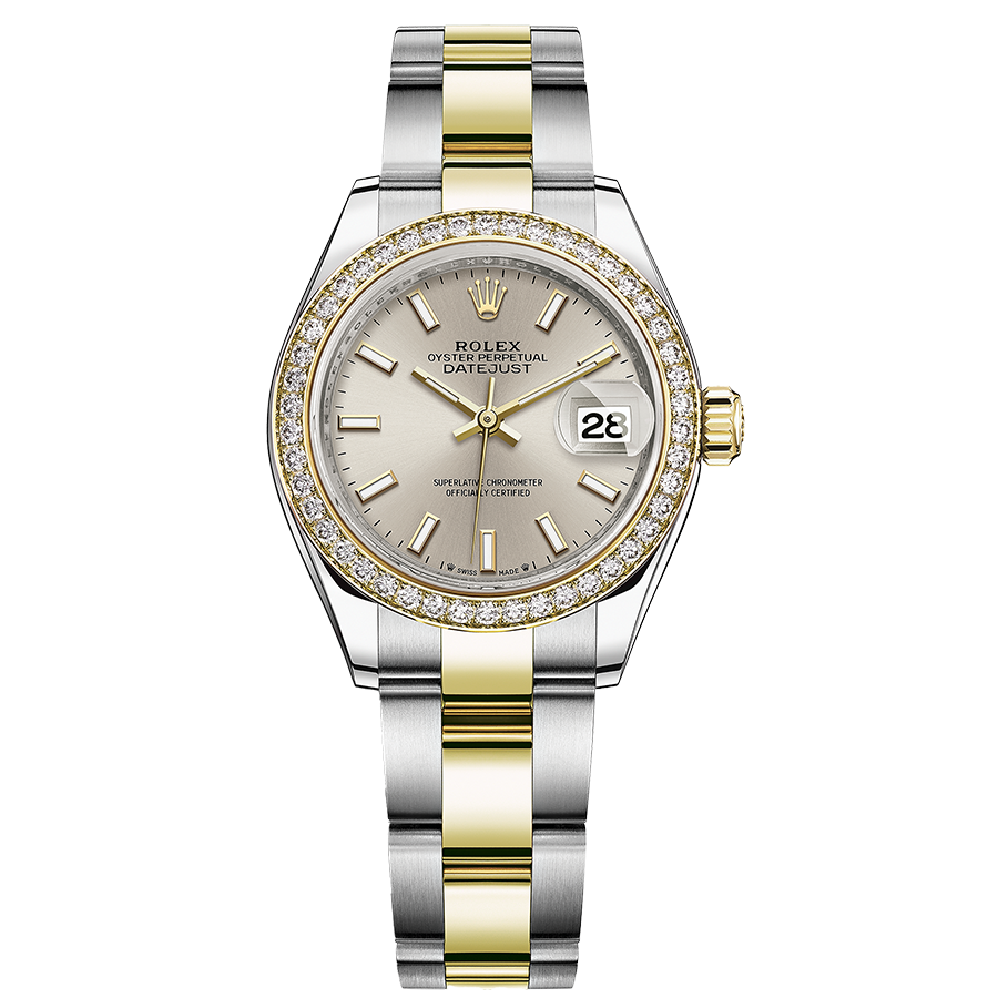 Rolex 1:1 Super Clone Lady-Datejust Silver Dial Diamond Bezel 28mm 279383RBR