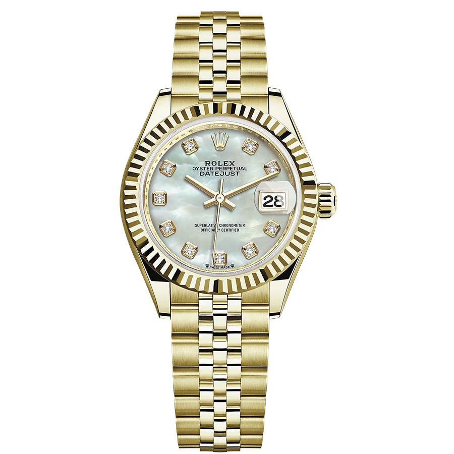 Rolex 1:1 Super Clone Lady-Datejust Mother Of Pearl Diamond Dial Fluted Bezel 28mm 279178