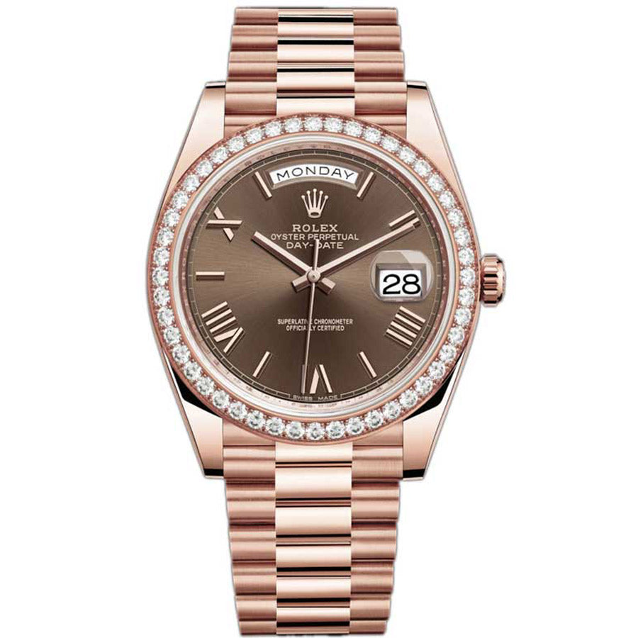Rolex 1:1 Super Clone Day-Date 40 Presidential 228345 Diamond Bezel Chocolate Dial