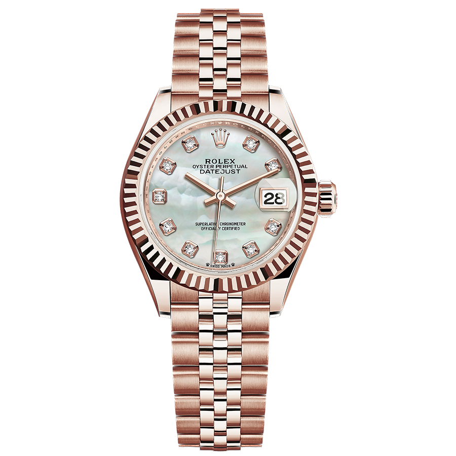 Rolex 1:1 Super Clone Lady-Datejust Mother Of Pearl Diamond Dial Fluted Bezel 28mm 279175
